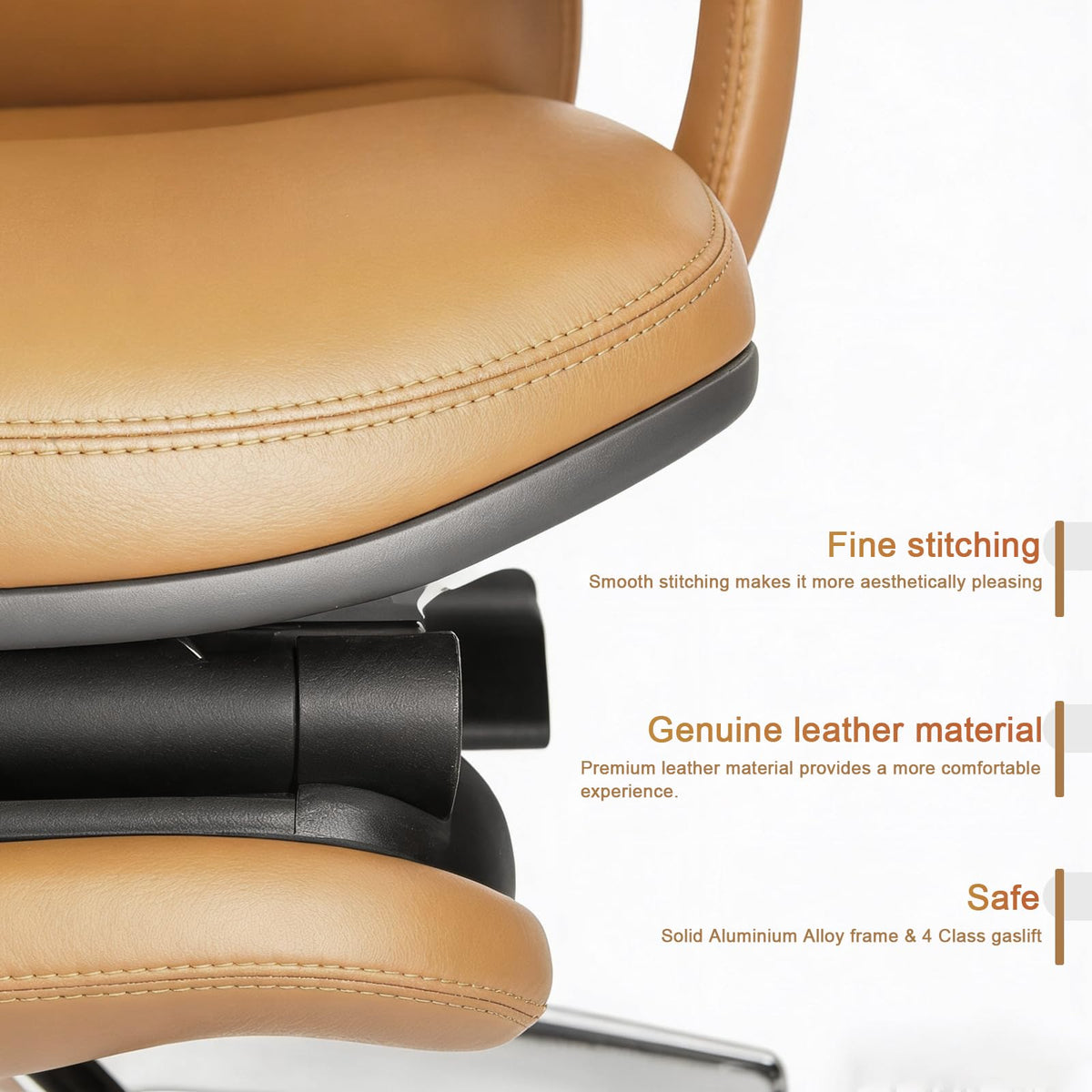 Ergonomic Genuine Leather Office Chair with Footrest J444464
