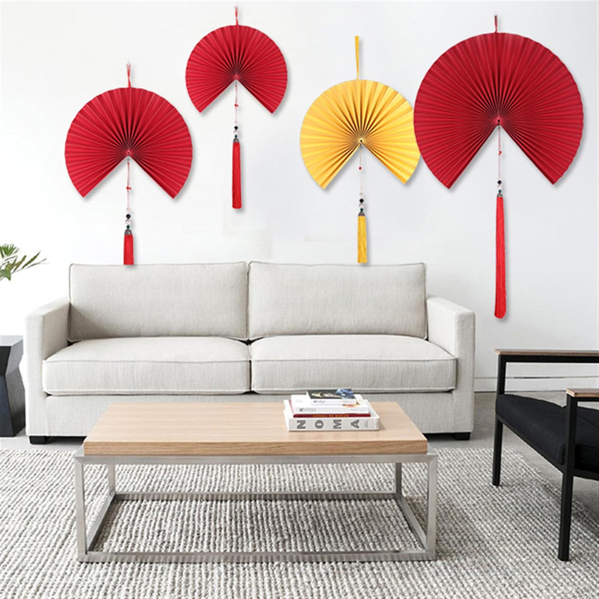 Handmade Hanging Folding Paper Fan Green 32'' H1406