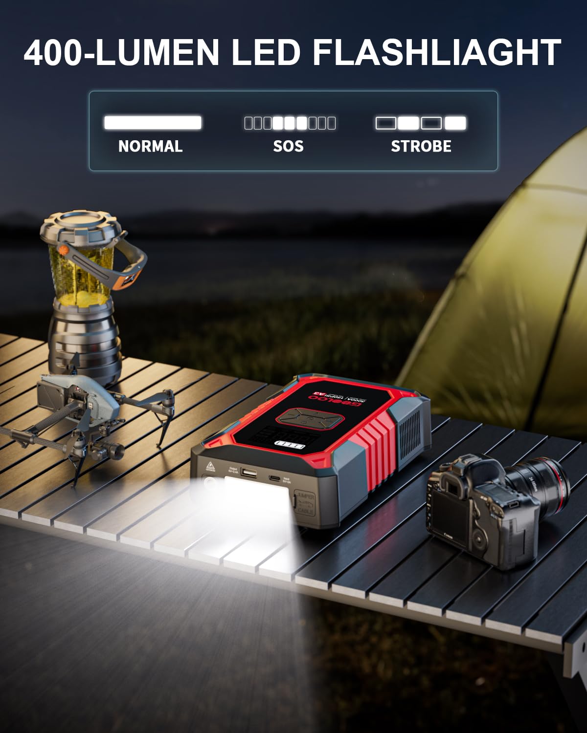 12V 3000A Portable Jump Starter with Air Compressor N28954