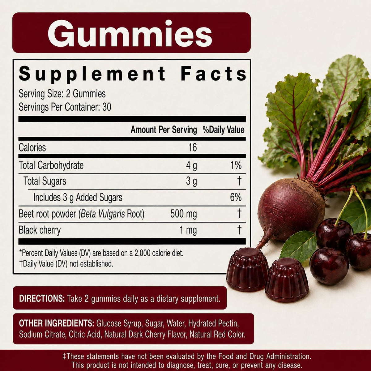 Beet Gummies 60 Count W45716