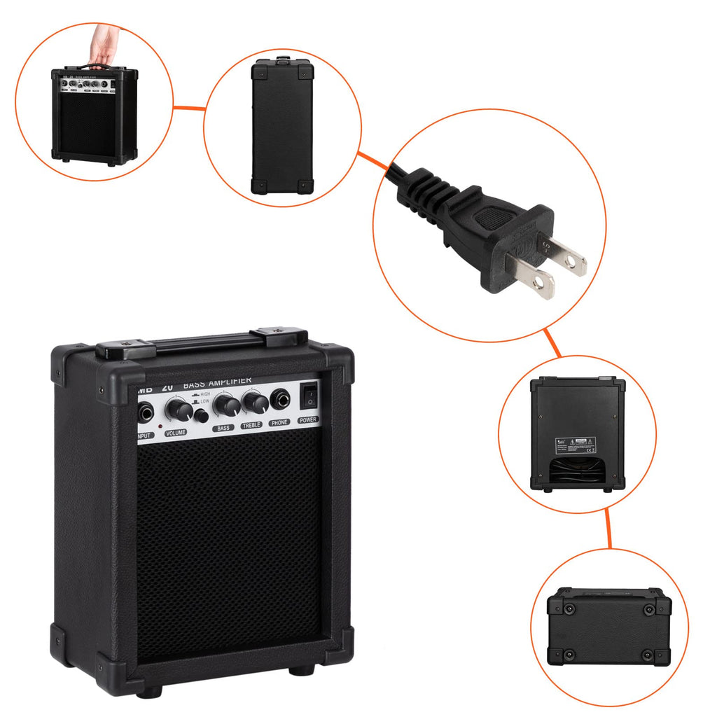 Electric Bass Guitar 4 String Kit Black W77050