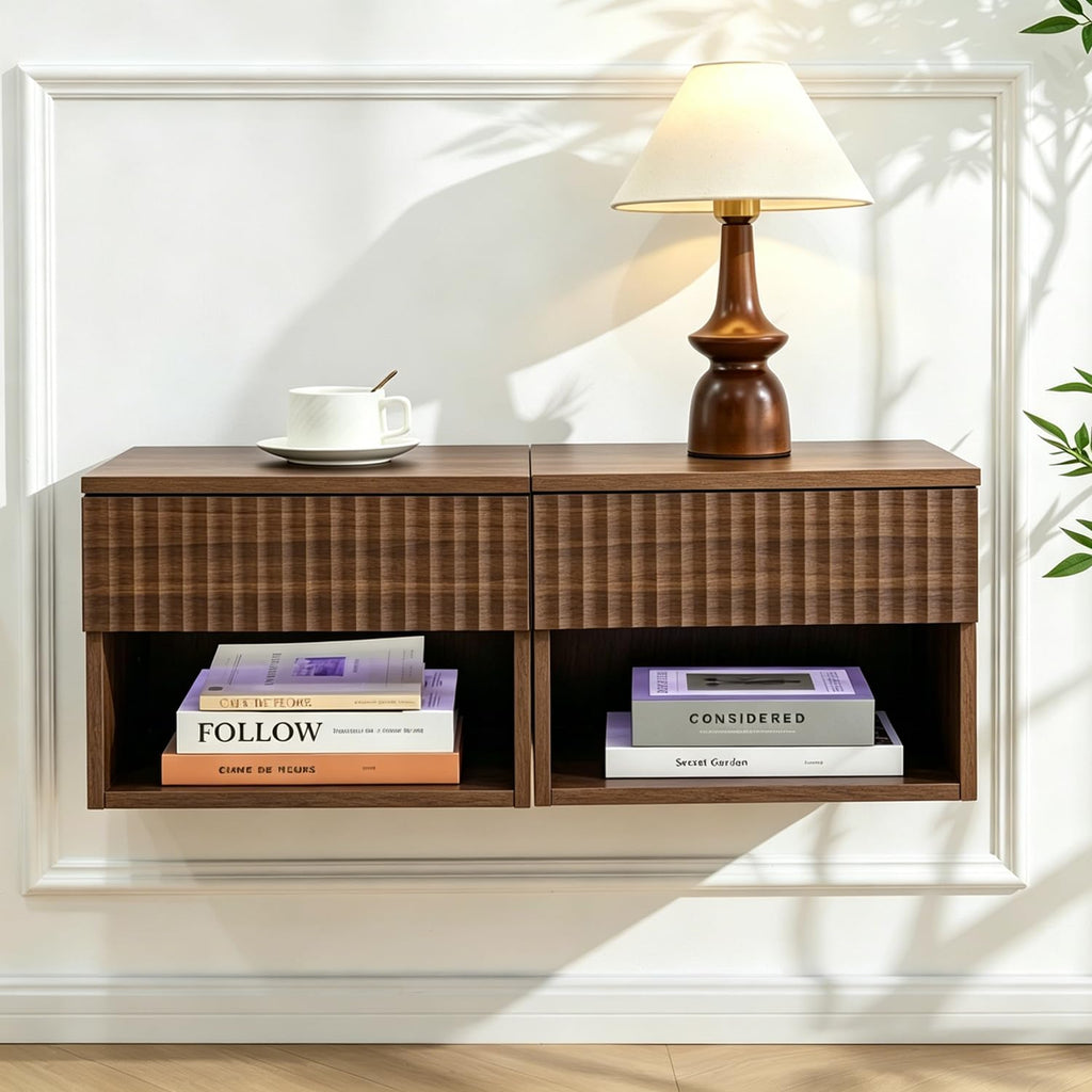 Wall Mounted Floating Nightstand Set of 2 with Drawer N374104