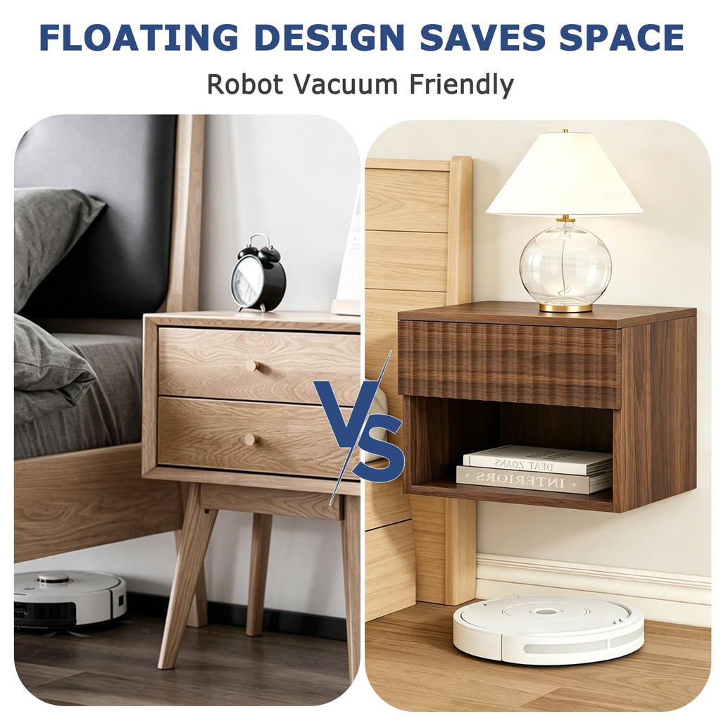 Wall Mounted Floating Nightstand Set of 2 with Drawer N374104