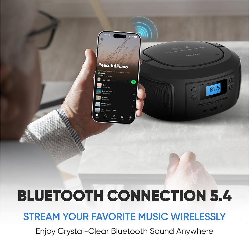 Portable Bluetooth CD Player Boombox with FM Radio B7725