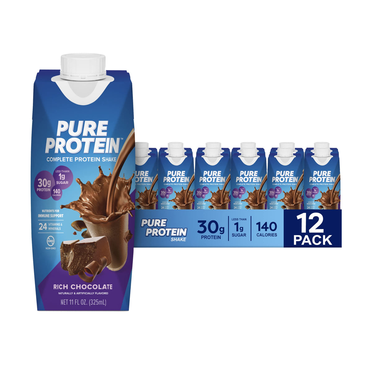 Chocolate and Vanilla Protein Shakes, 30g Protein, 11oz, 12 Pack M2990