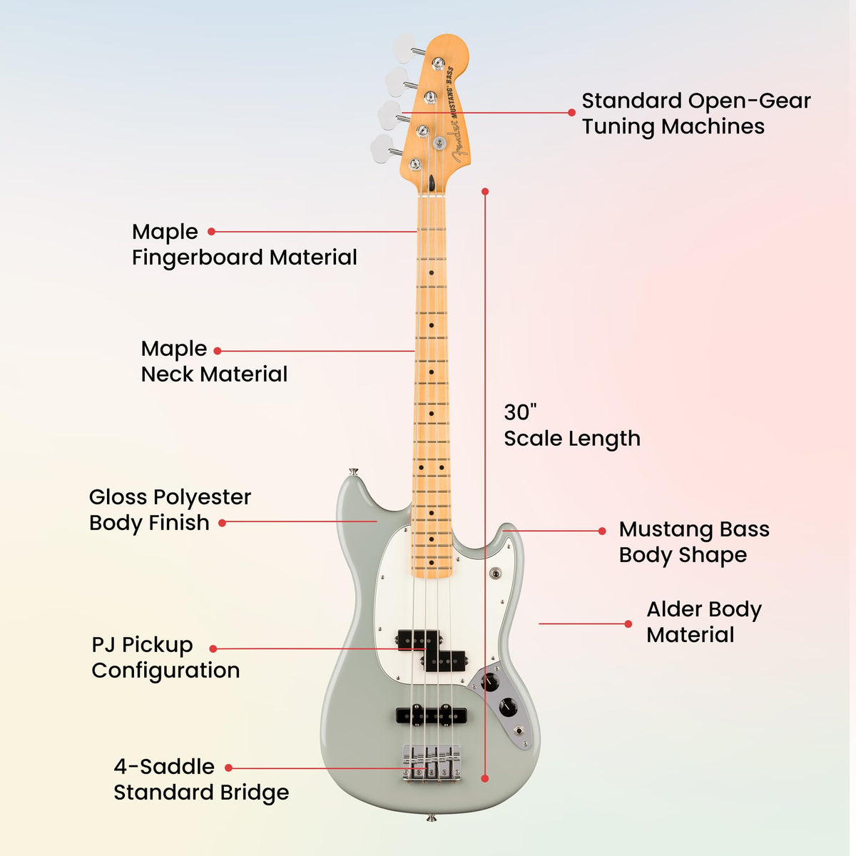Cactus Gray Bass Guitar Bundle with Gig Bag I255
