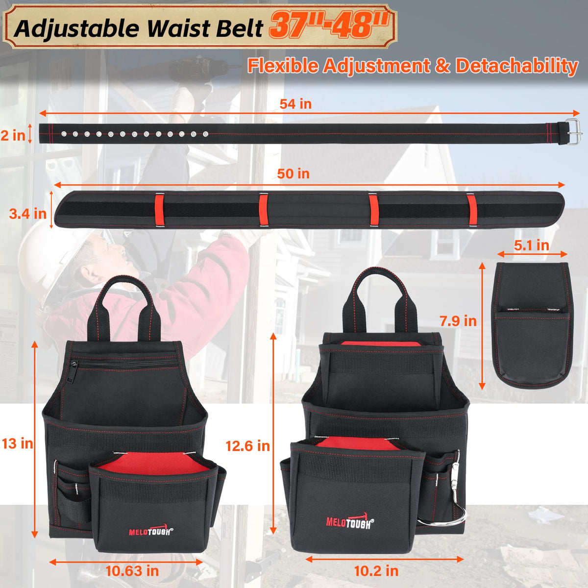 Tool Belt with Suspenders and Tool Pouch J979