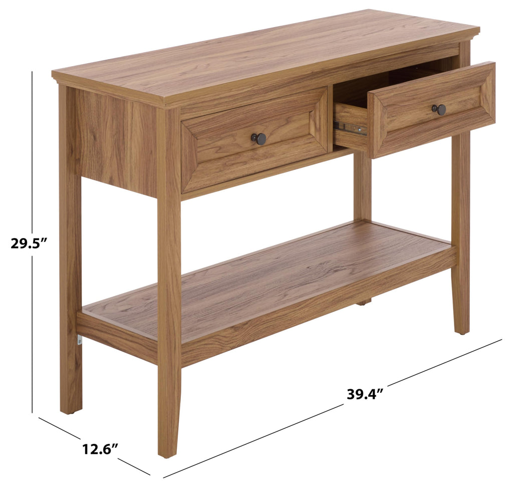 Oak 2-Drawer Console Table with Shelf Storage L59528
