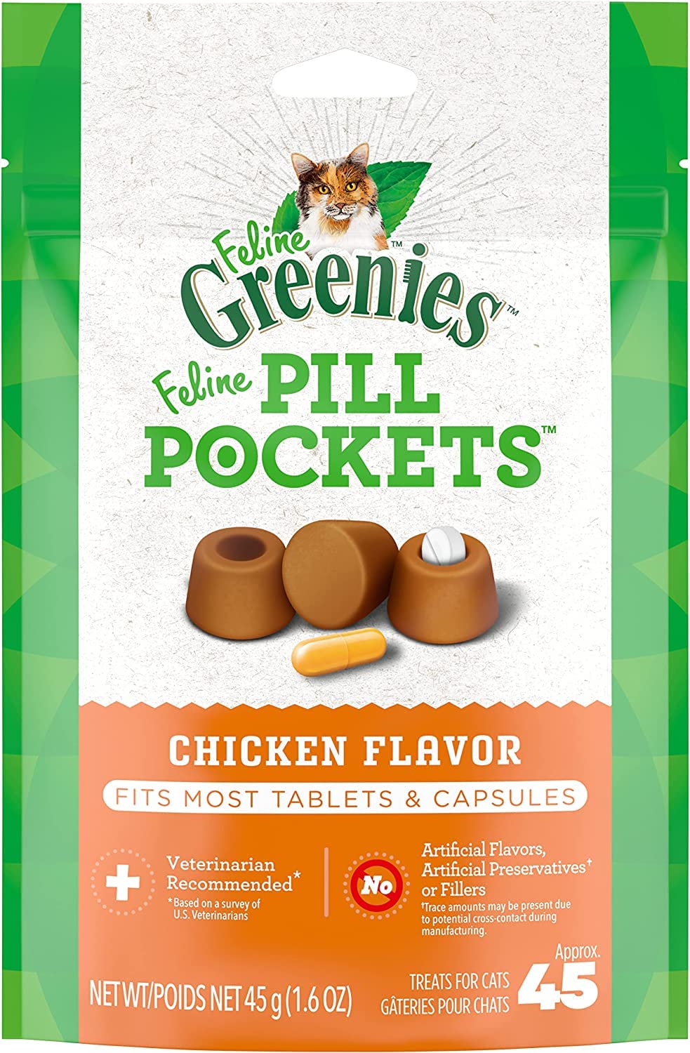Chicken Flavor Cat Treats 1.6 oz 45 Count Pack of 6 C203