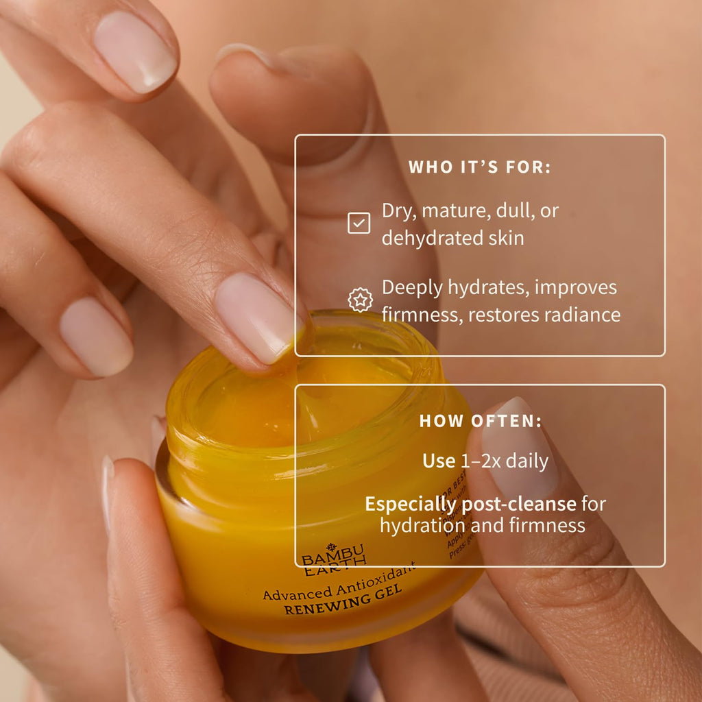 Antioxidant Renewing Gel Face Moisturizer with Bakuchiol Vitamin C Ester & Prickly Pear 1 oz I9068