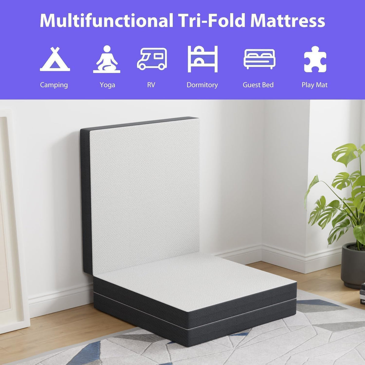 3 inch Tri Fold Memory Foam Mattress with Mesh Cover X324719