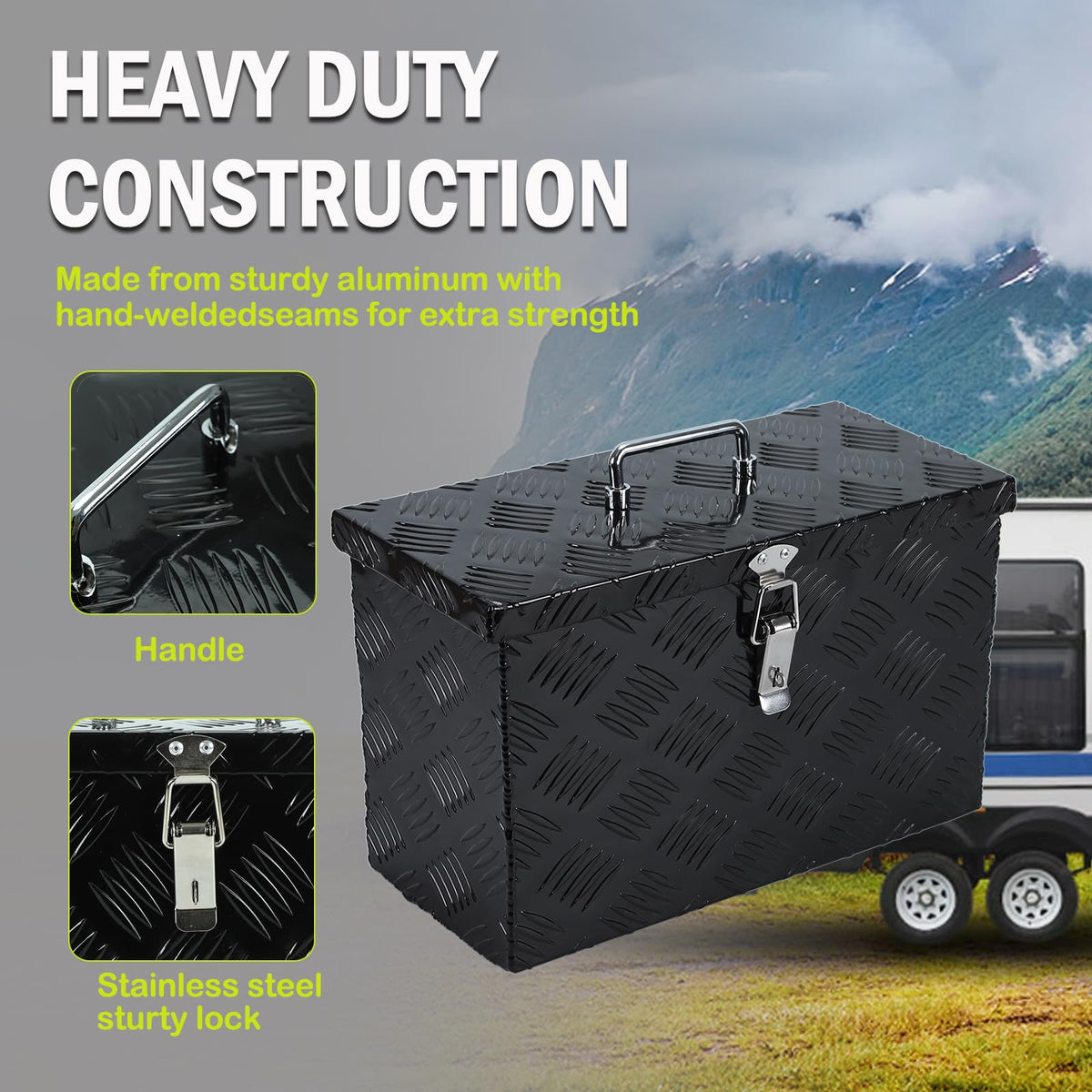 16 Inch Heavy-Duty Aluminum Truck Tool Box with Stripe Tread Design Q217