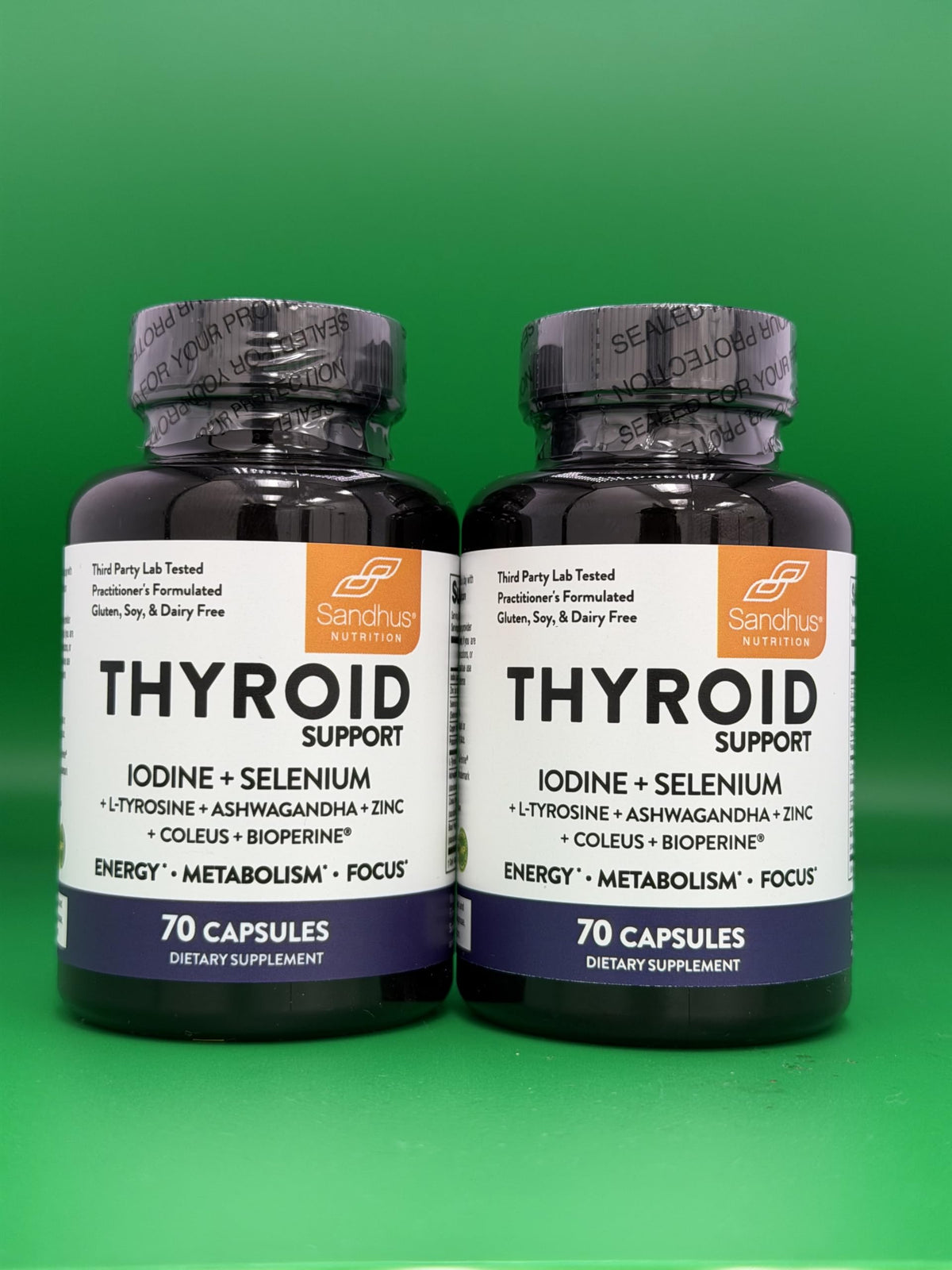 Thyroid Support with Selenium, Zinc, Iodine, L Tyrosine, Ashwagandha, 70 Count (Pack of 2) R269
