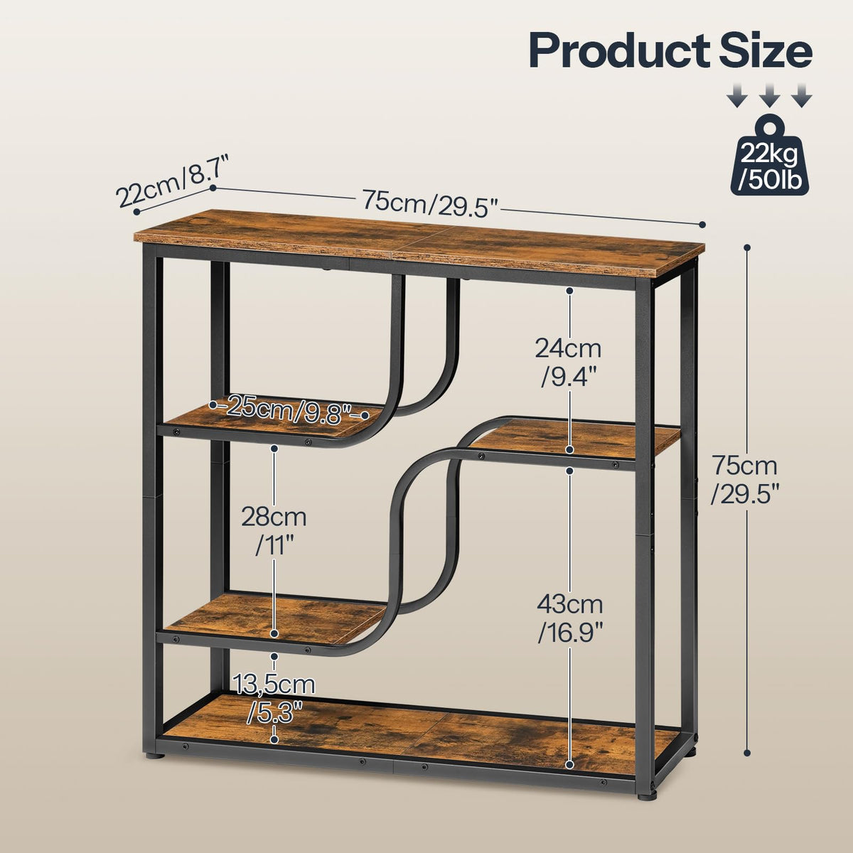 29.5" 5-Tier Narrow Console Table E411