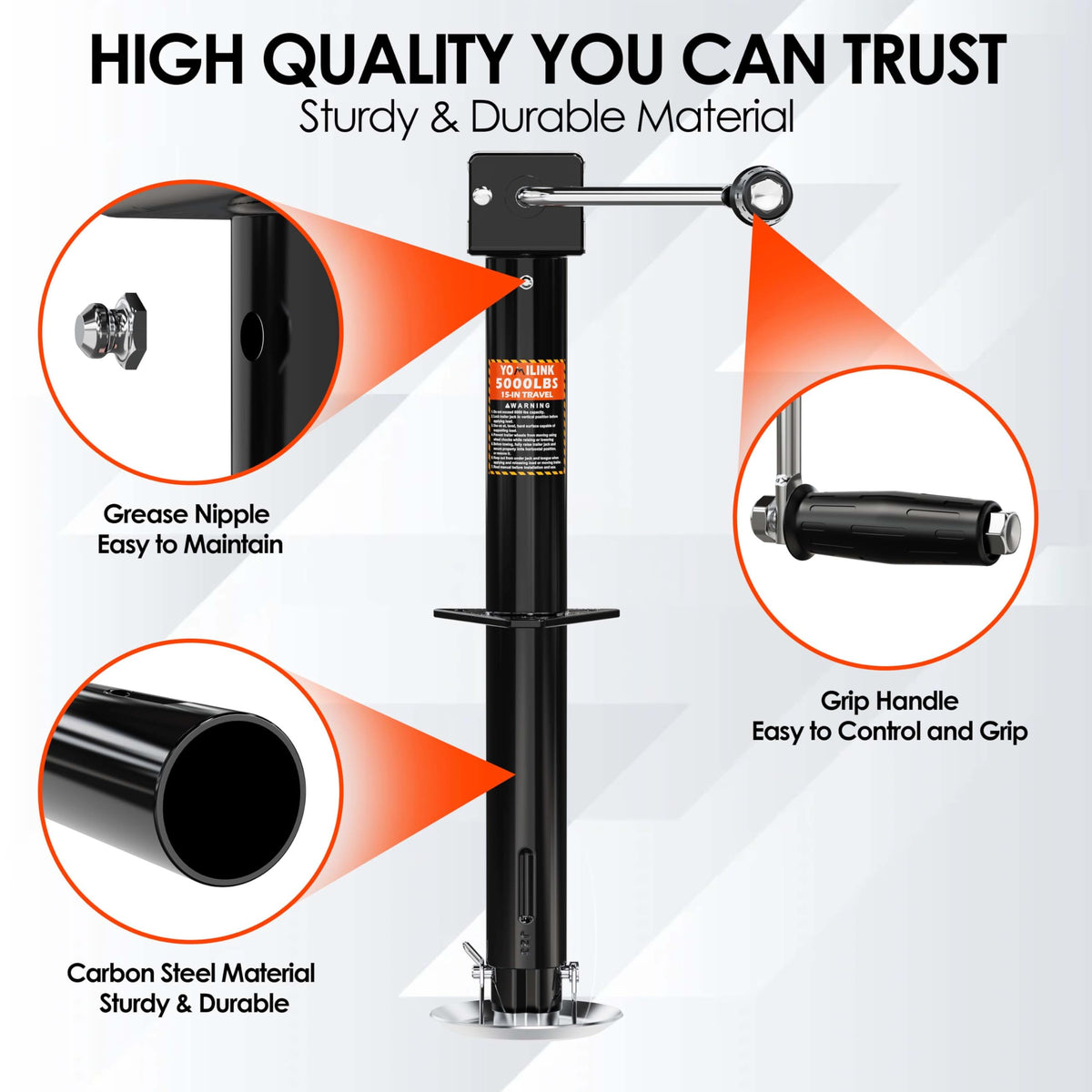 5000 lbs 15" Lift A-Frame Trailer Jack F68286