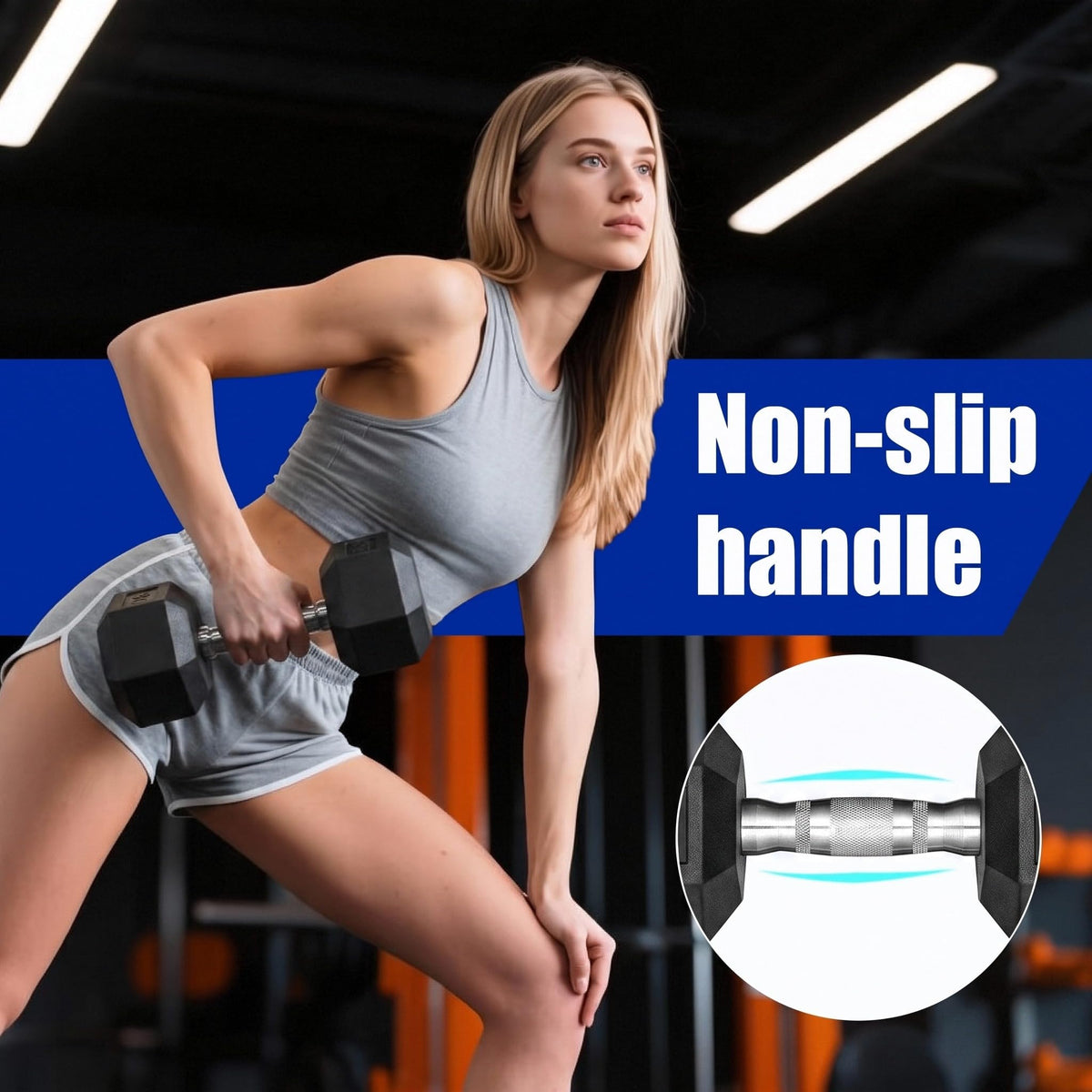 Rubber Coated Hex Dumbbell Set of 2 I65439