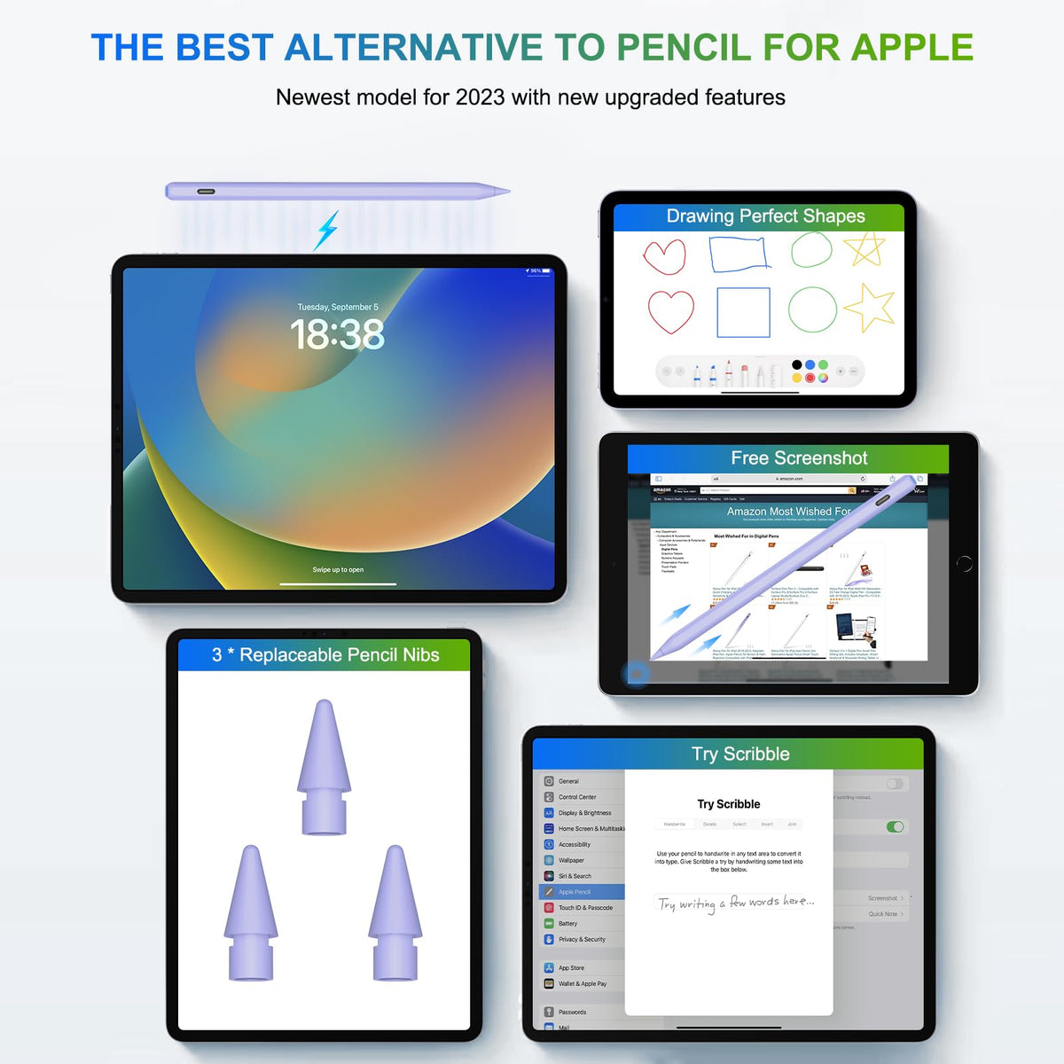 Magnetic Wireless Charging Pencil 2nd Gen Purple A74315