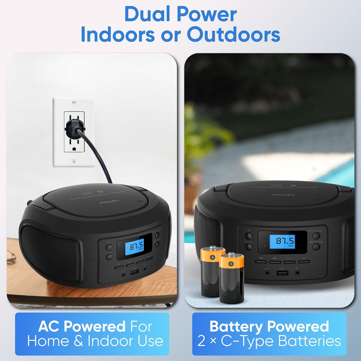 Portable Bluetooth CD Player Boombox with FM Radio B7725