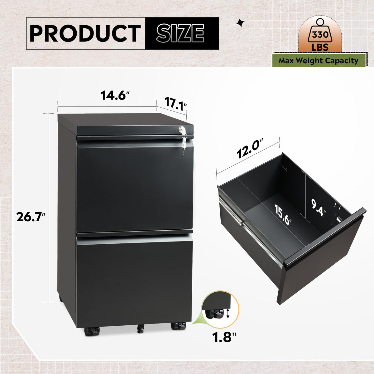 2 Drawer Metal File Cabinet I115295