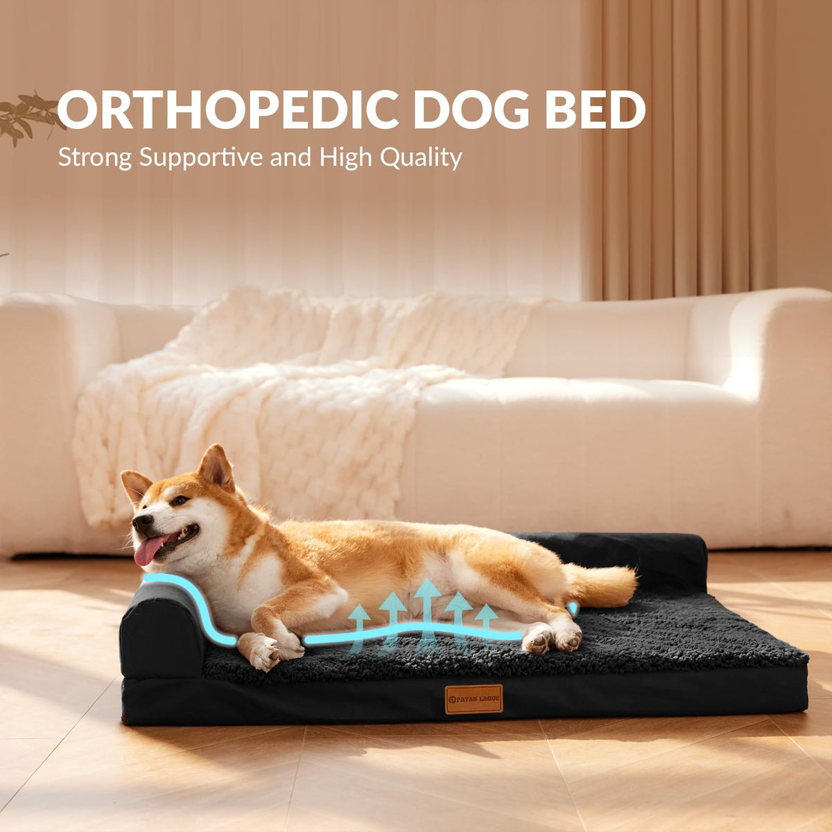 Large Washable Dog Bed 36''X24'' Black W9875