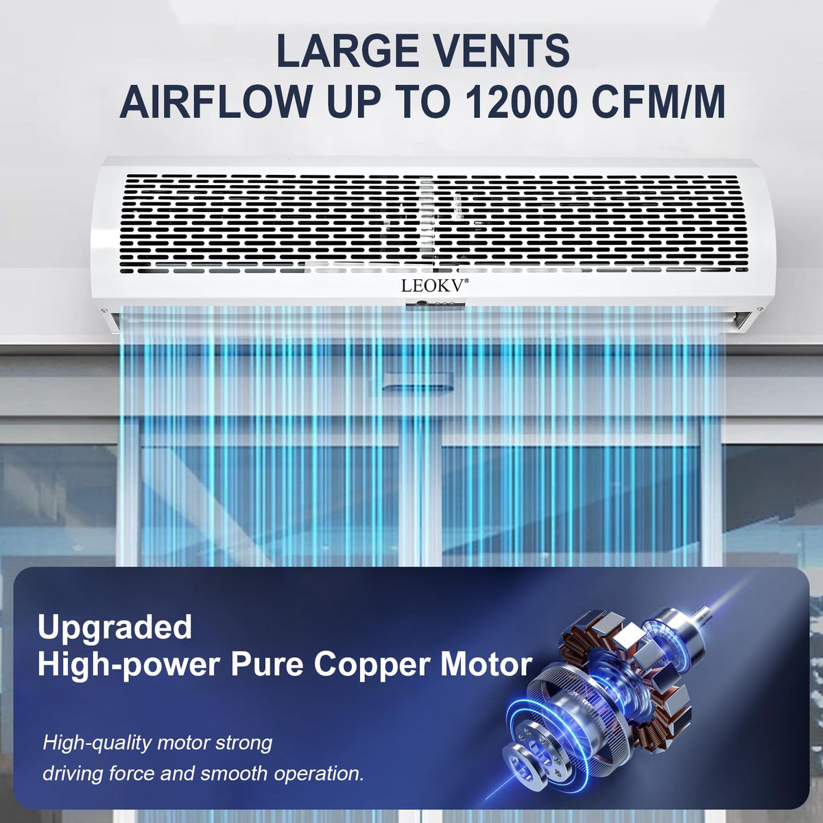 White 36 Inch 2 Speeds Remote Control Air Curtain X756