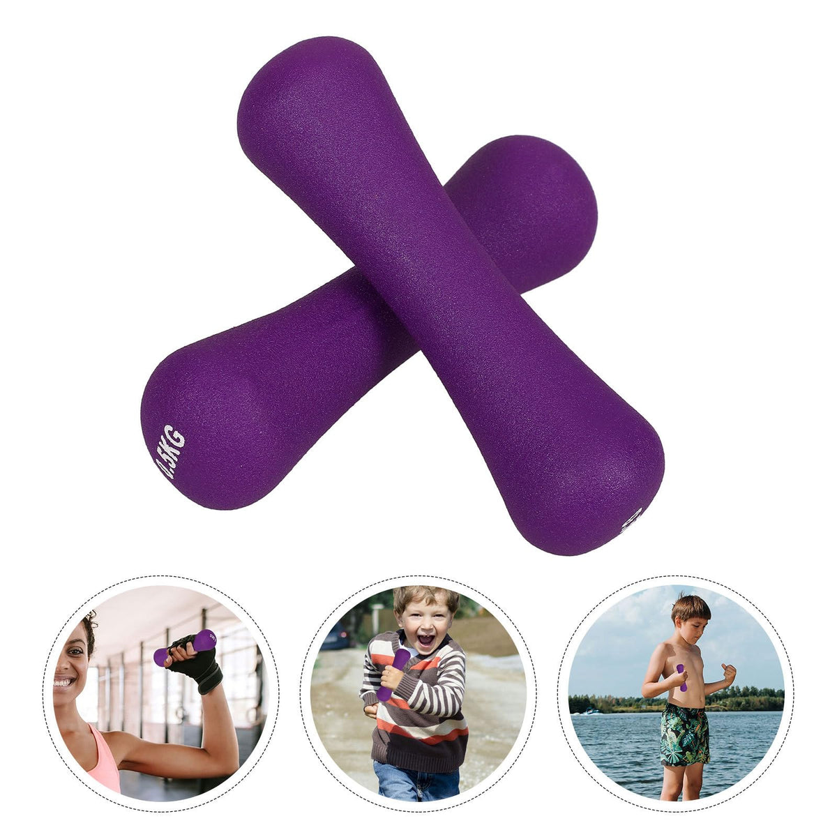 2pcs 0.5kg Purple Neoprene Coated Bone Shaped Dumbbells I702