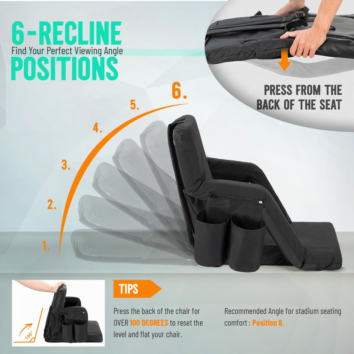 Stadium Seat with Back Support and Armrests 2-Pack J818