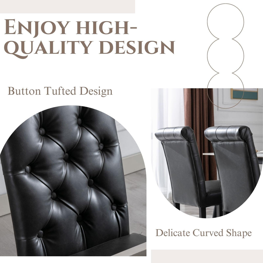 Black PU Leather Dining Chairs Set of 4 A5771
