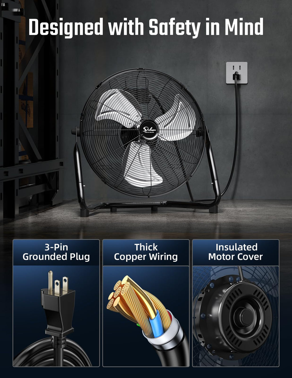 18 Inch 3 Speed Metal Floor Fan U923148