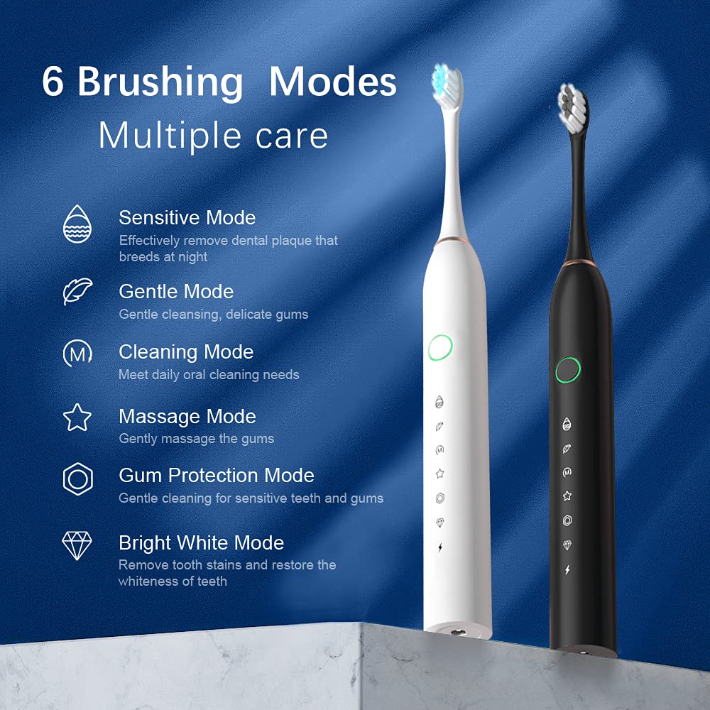 2 Pack Rechargeable Electric Toothbrushes with 8 Brush Heads H22244