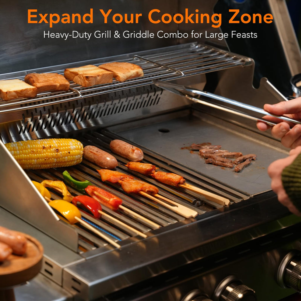 Heavy-duty SUS304 Stainless Steel 6-Burner Propane Gas Grill J861989