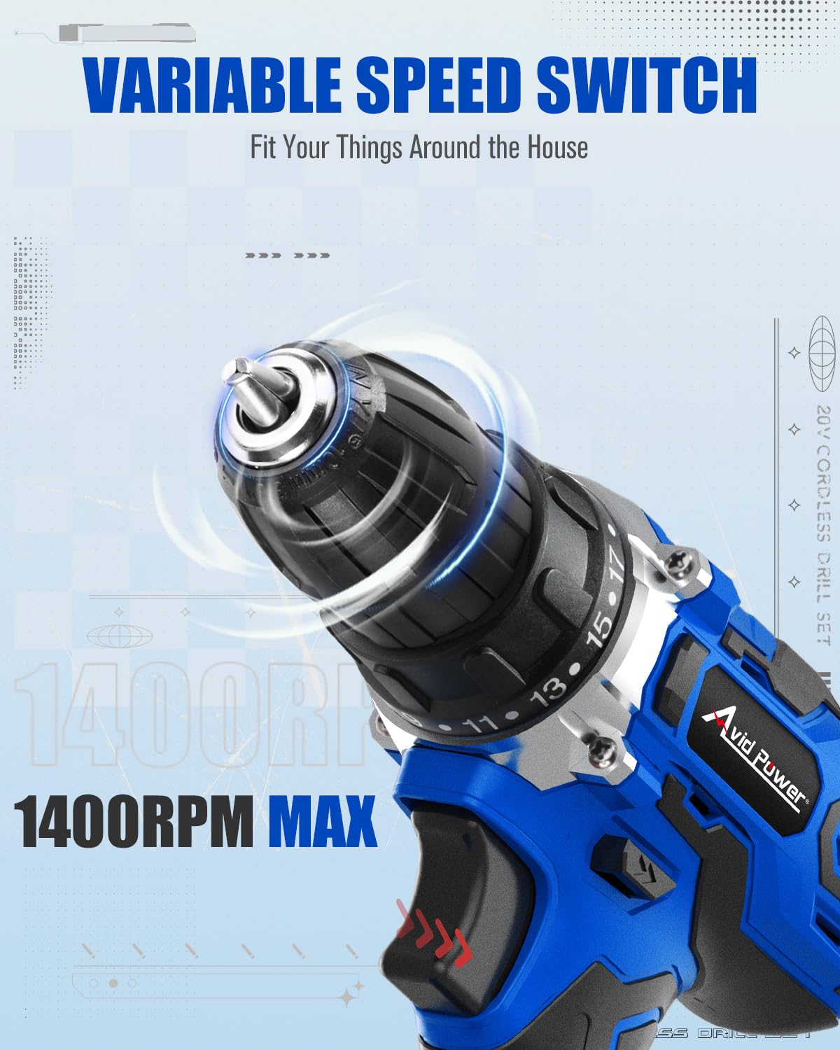 20V Cordless Drill Set with Battery and Charger E2370