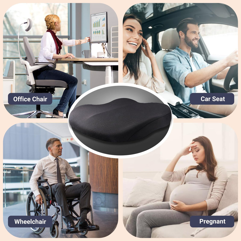 Black Memory Foam Car Seat Cushion V53452