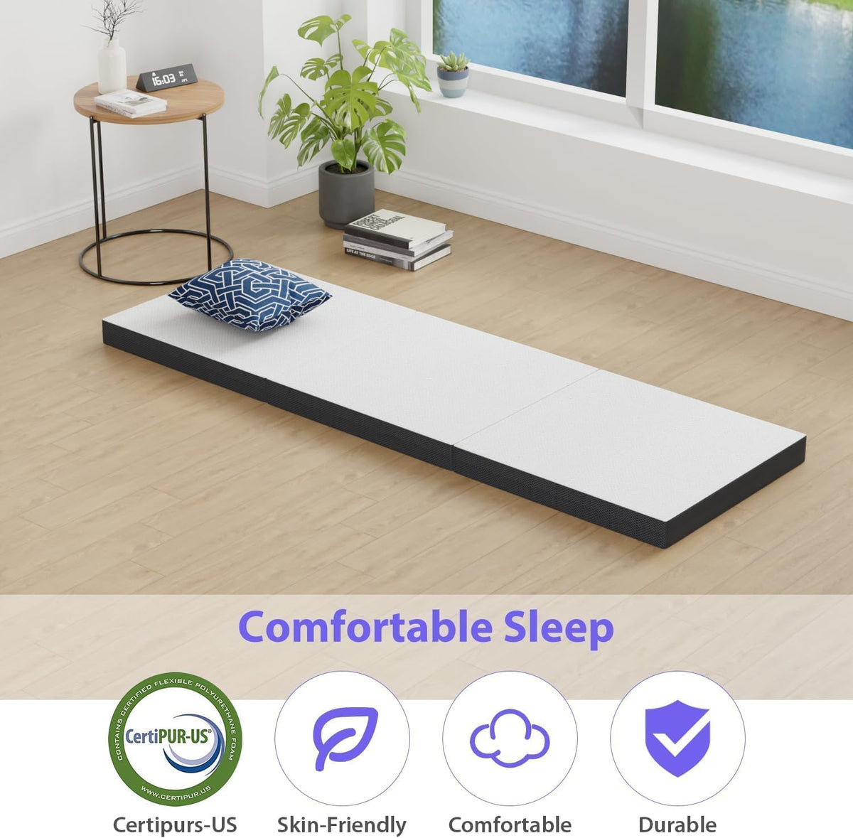 3 inch Tri Fold Memory Foam Mattress with Mesh Cover X324719