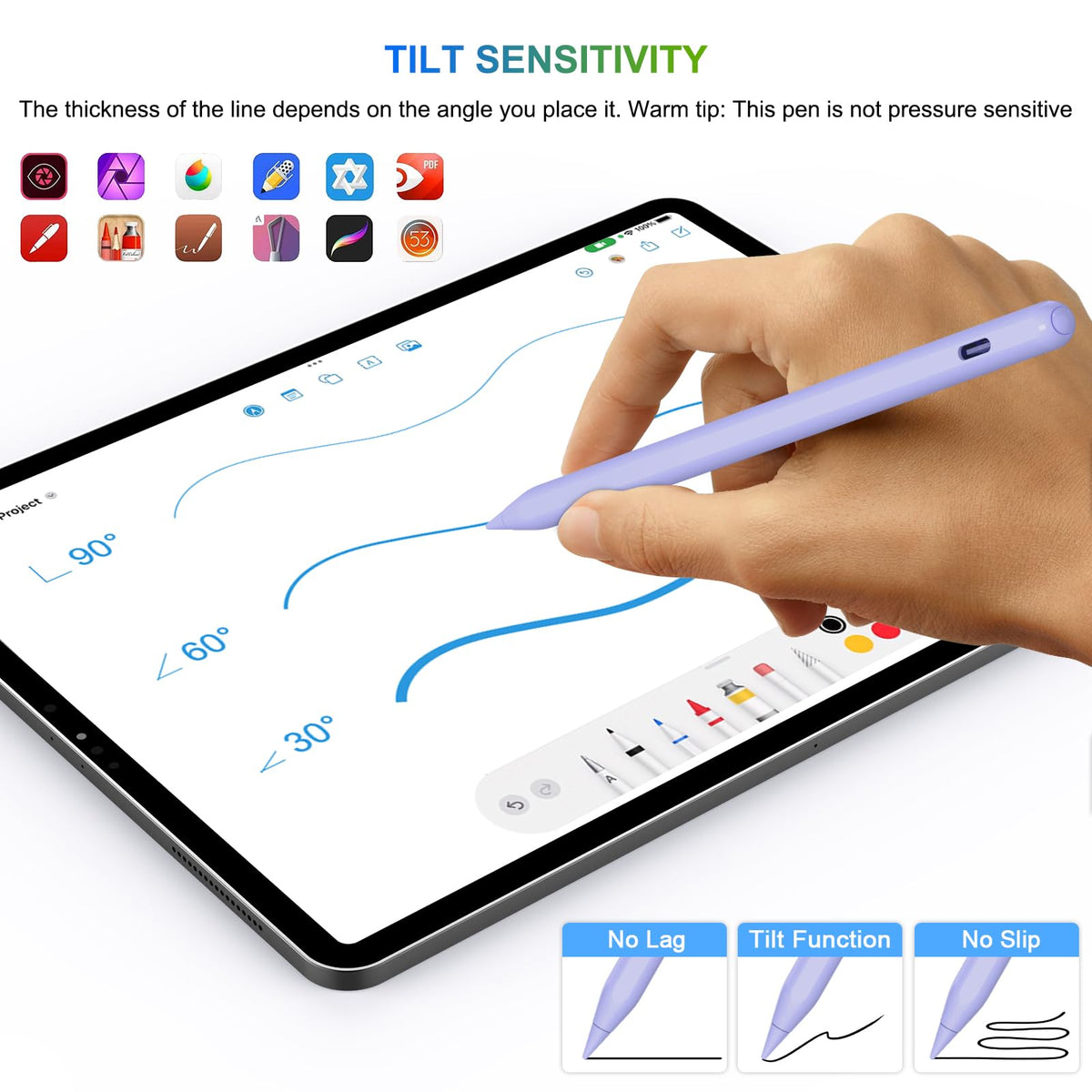Magnetic Wireless Charging Pencil 2nd Gen Purple A74315