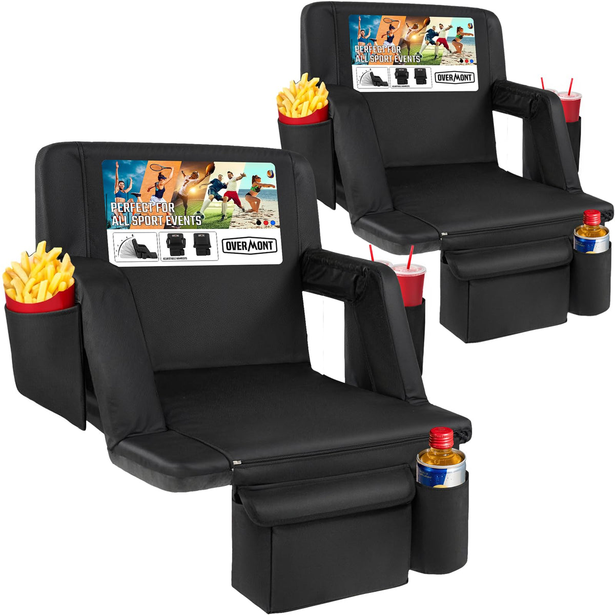 Stadium Seat with Back Support and Armrests 2-Pack J818