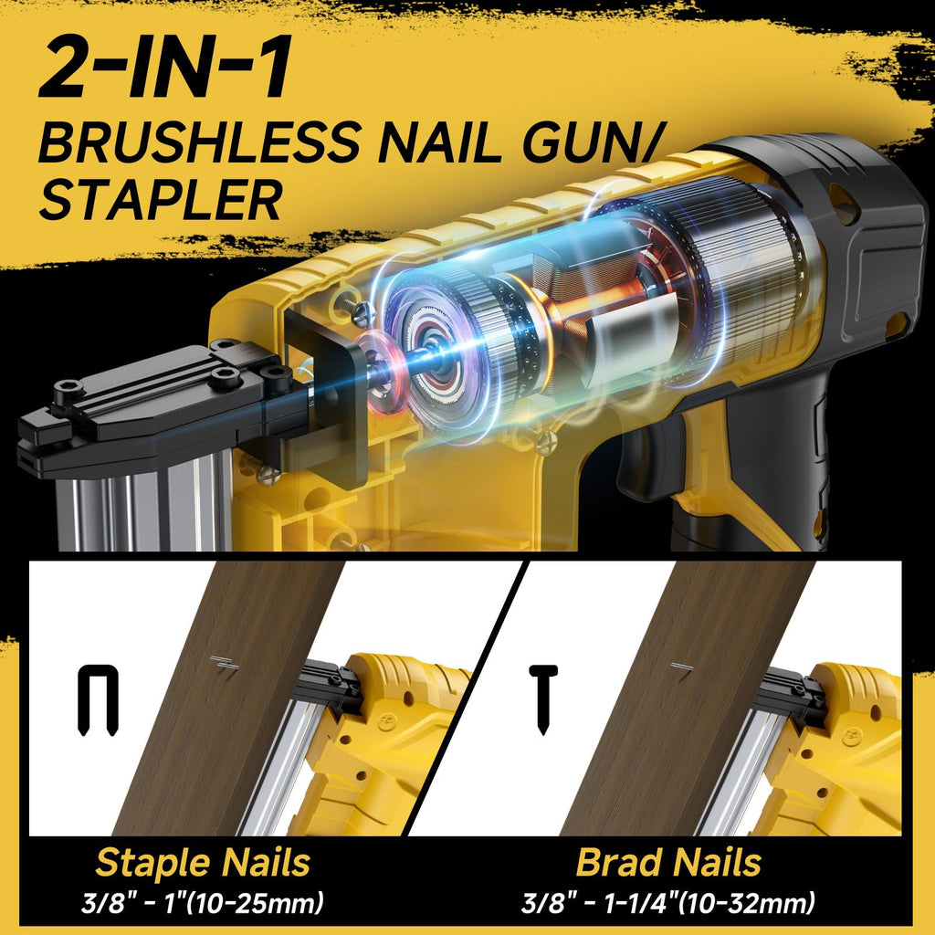 Cordless 18GA Brad Nailer & Stapler with 1000 Nails & Staples T668204
