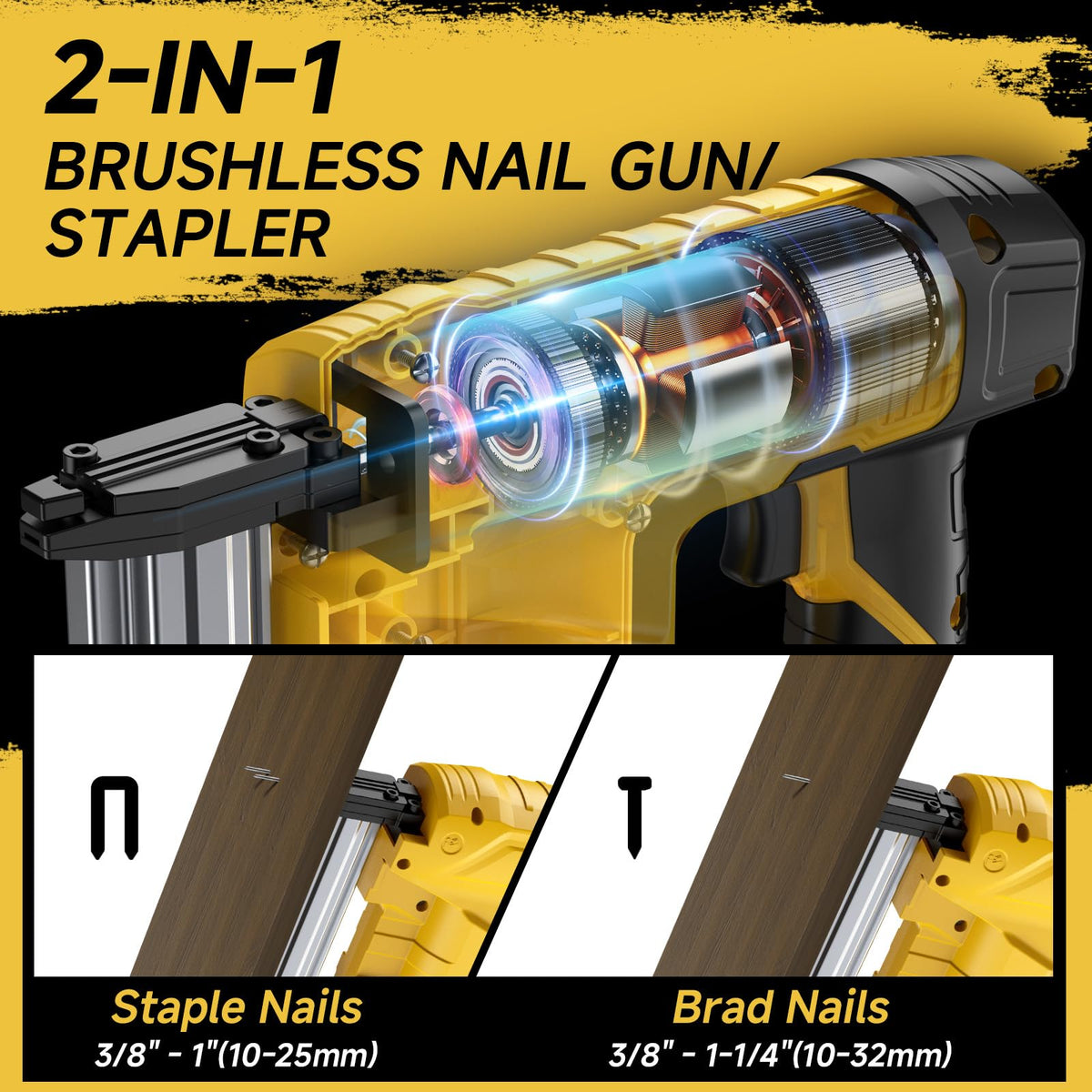 Cordless 18GA Brad Nailer & Stapler with 1000 Nails & Staples T668204