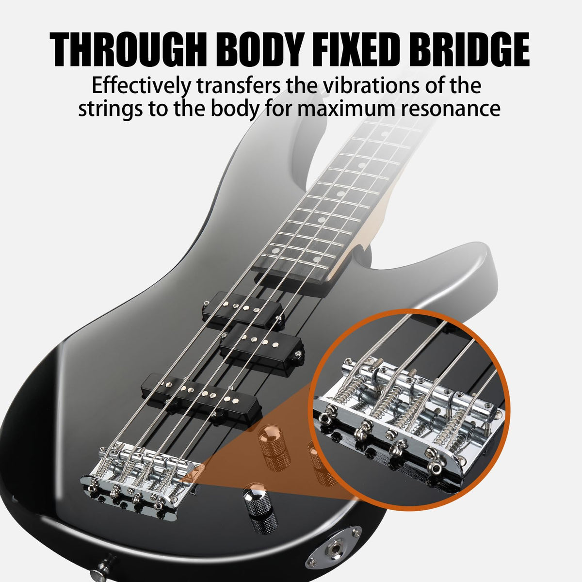 Electric Bass Guitar 4 String Kit Black W77050