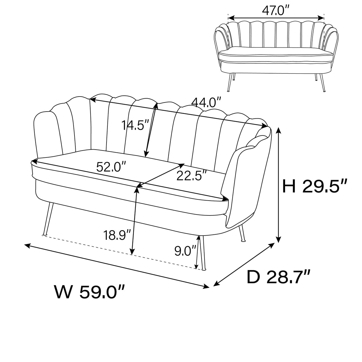Light Gray Small Loveseat Sofa P28539