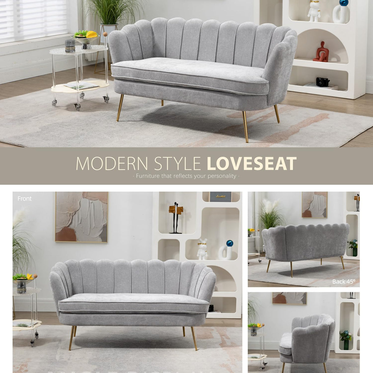 Light Gray Small Loveseat Sofa P28539