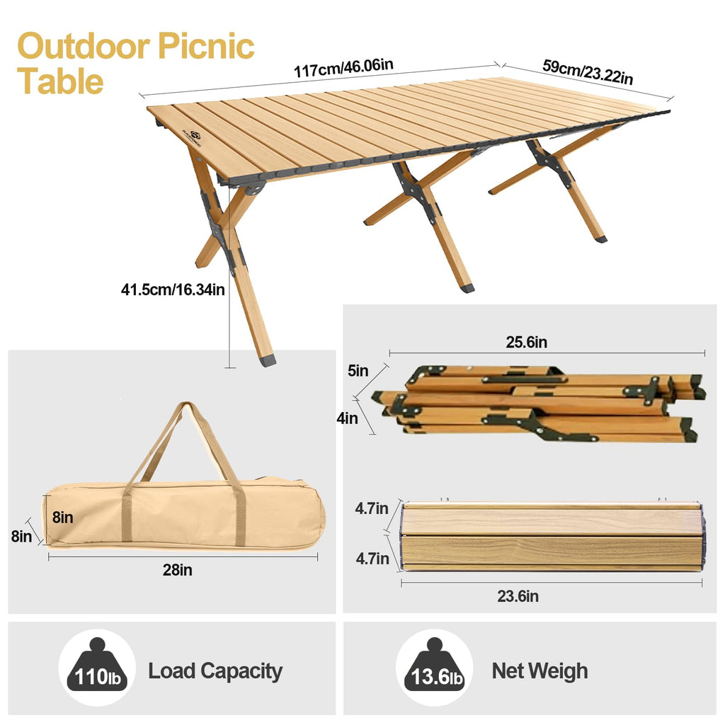 Folding Aluminum Camping Table with Carry Bag I424