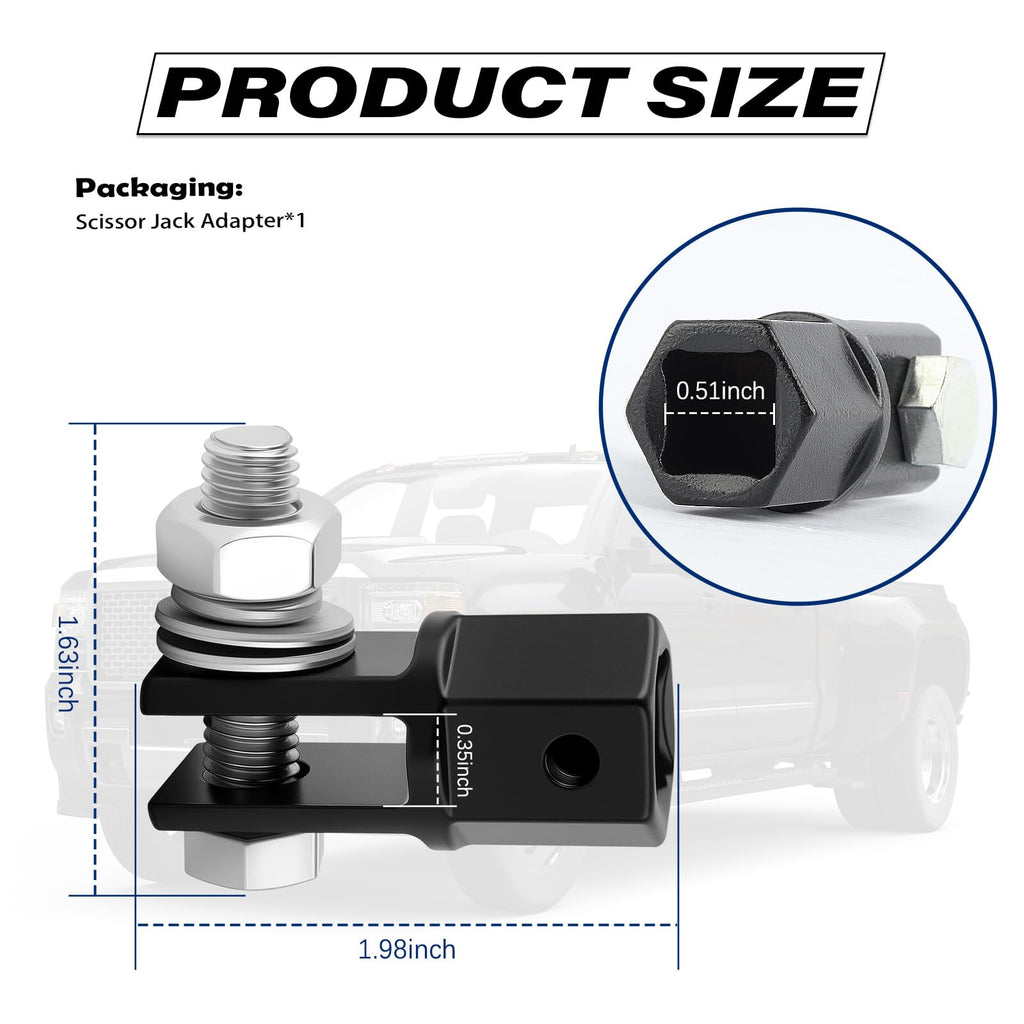 Scissor Jack Adapter for 1/2" Impact Drills or 13/16" Lug Wrench Y48267