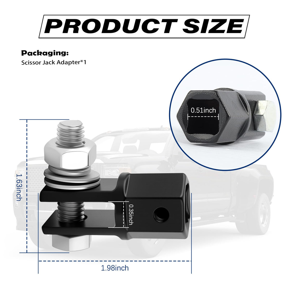 Scissor Jack Adapter for 1/2" Impact Drills or 13/16" Lug Wrench Y48267