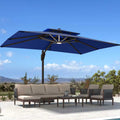 10' X 13' Patio Cantilever Umbrella with Base and LED Lights X909