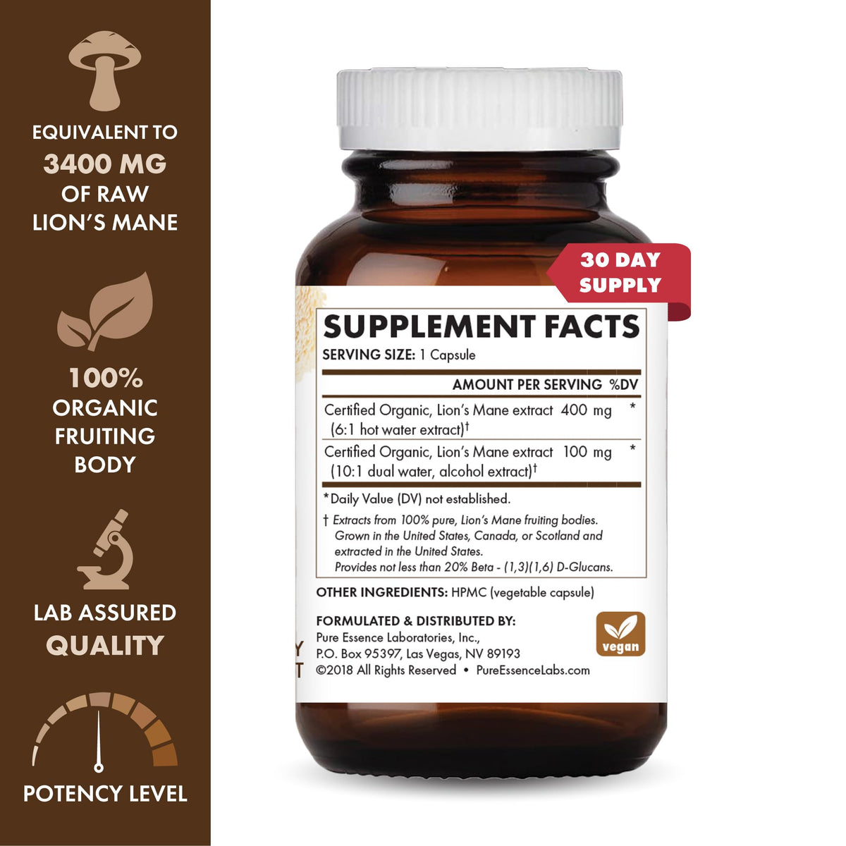 Lion's Mane Brain Support Supplement 30 Capsules I70594