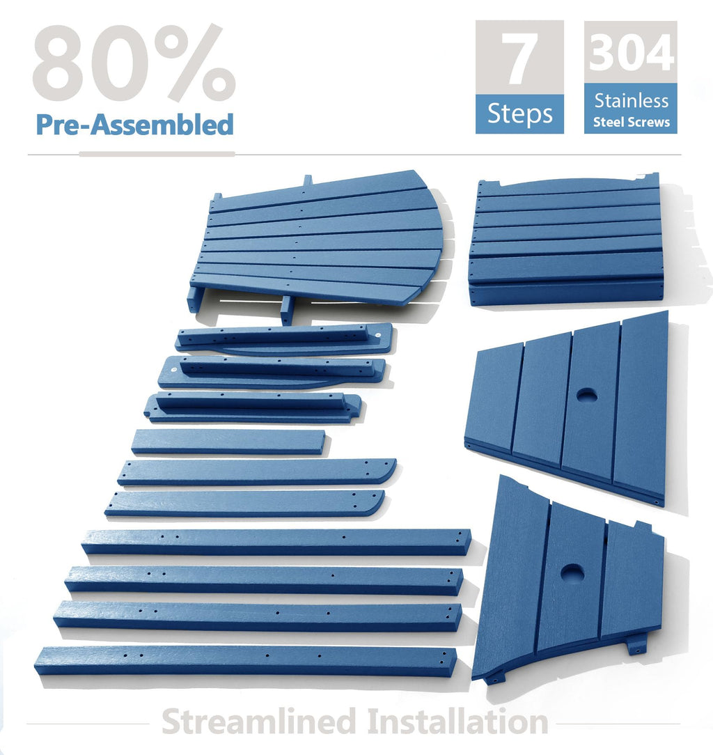 Tall Adirondack Chairs Set of 2, All-Weather HDPE Blue S93469