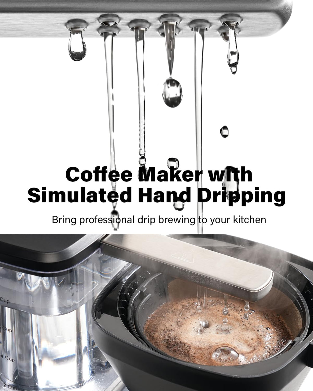 8 Cup Drip Coffee Maker with Reusable Filter and Glass Pot K455