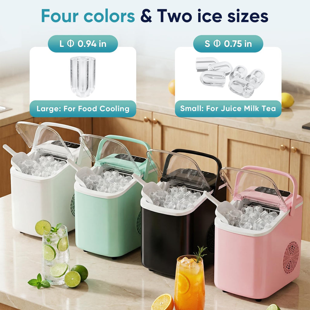 Countertop Ice Maker with Basket and Scoop, 26lbs Daily D9642
