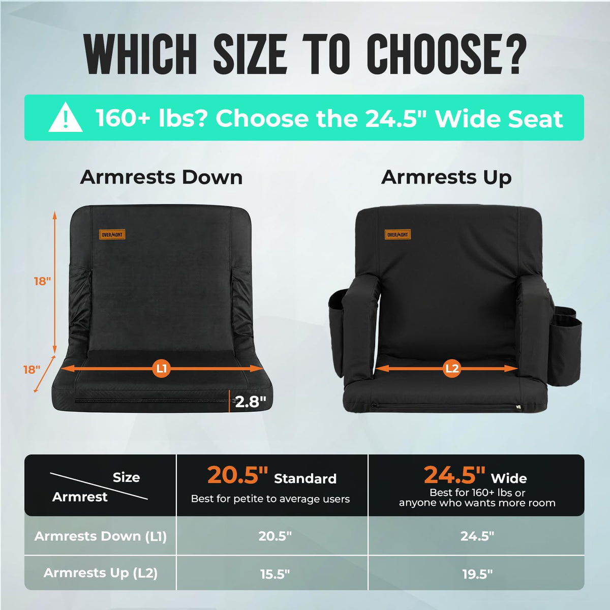 Stadium Seat with Back Support and Armrests 2-Pack J818